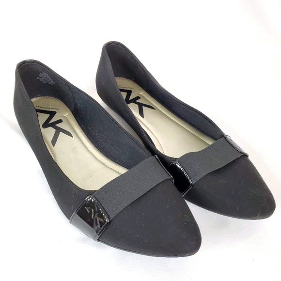 Anne Klein Shoes - Anne Klein Black Almond Toe Flats